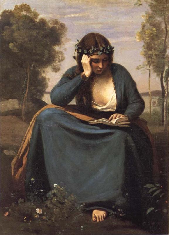 Corot Camille Reader crowned of flowers or The Muse of virgil china oil painting image